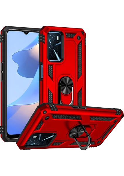 Oppo A16 Kılıf Yüzüklü Stand Olabilen Magnetic Tpu Tank Kapak