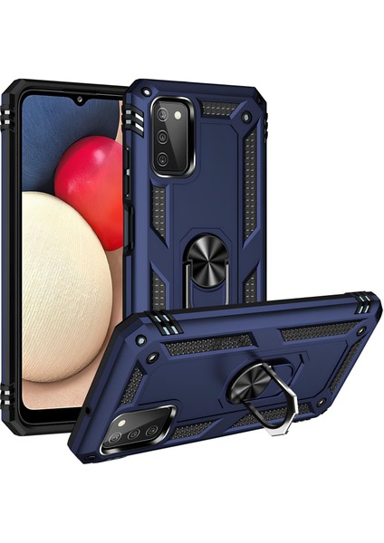 Samsung Galaxy A03S Kılıf Yüzüklü Stand Olabilen Magnetic Tpu Tank Kapak