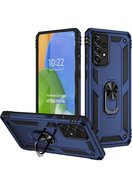 Samsung Galaxy A73 Kılıf Yüzüklü Stand Olabilen Magnetic Tpu Tank Kapak