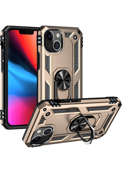 Apple iPhone 13 Kılıf Yüzüklü Stand Olabilen Magnetic Tpu Tank Kapak