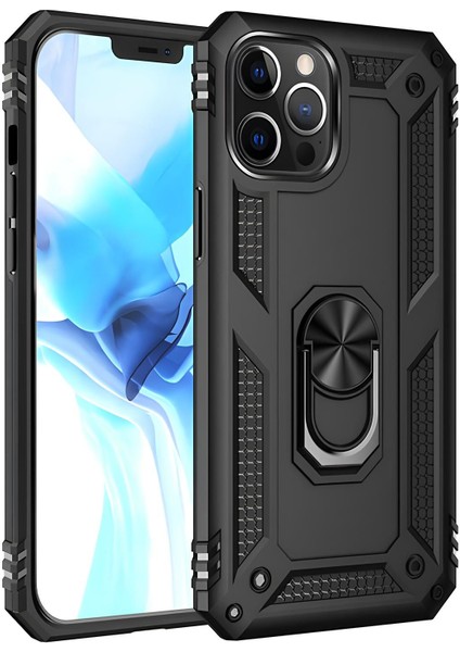 Apple iPhone 12 Pro Kılıf Yüzüklü Stand Olabilen Magnetic Tpu Tank Kapak