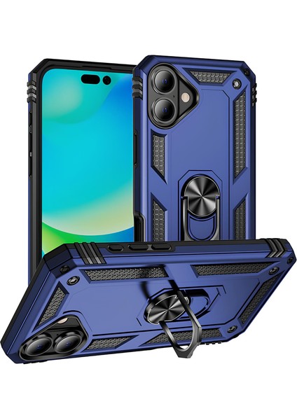 Apple iPhone 16 Kılıf Yüzüklü Stand Olabilen Magnetic Tpu Tank Kapak