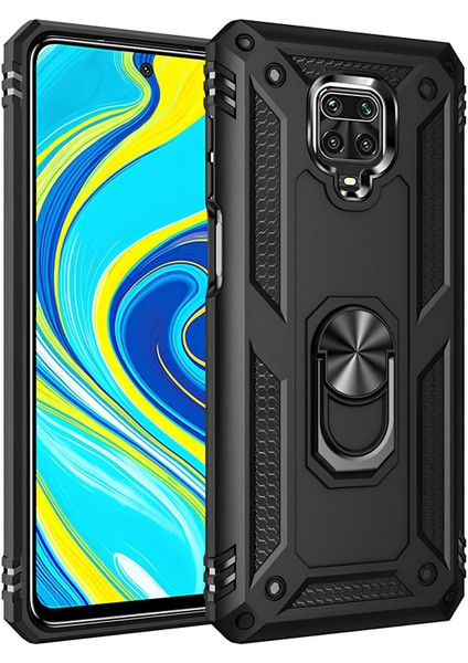 Xiaomi Redmi Note 9s Kılıf Yüzüklü Stand Olabilen Magnetic Tpu Tank Kapak