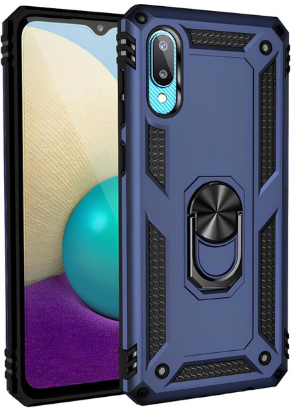 Samsung Galaxy A02 Kılıf Yüzüklü Stand Olabilen Magnetic Tpu Tank Kapak
