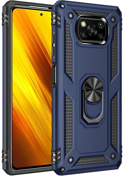 Xiaomi Poco X3 Kılıf Yüzüklü Stand Olabilen Magnetic Tpu Tank Kapak
