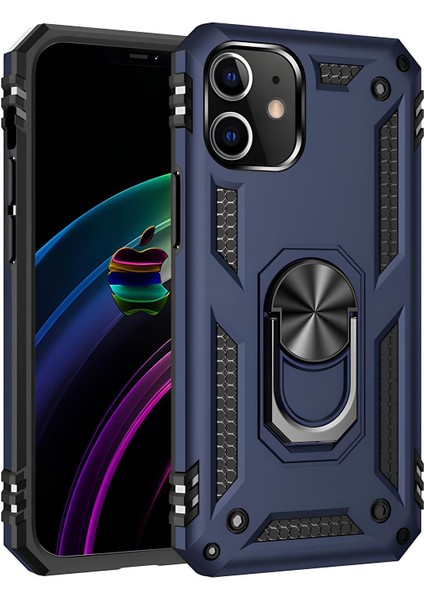 Apple iPhone 12 Mini Kılıf Yüzüklü Stand Olabilen Magnetic Tpu Tank Kapak