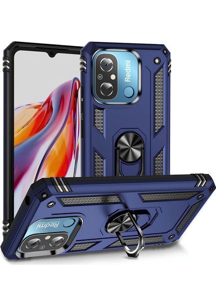Xiaomi Redmi 12C Kılıf Yüzüklü Stand Olabilen Magnetic Tpu Tank Kapak