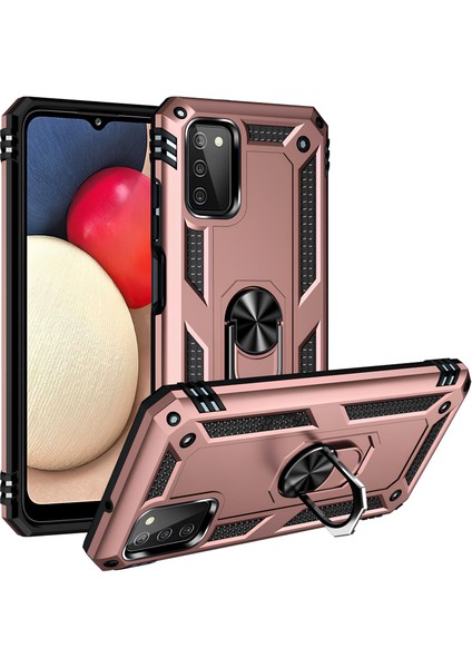 Samsung Galaxy A03S Kılıf Yüzüklü Stand Olabilen Magnetic Tpu Tank Kapak