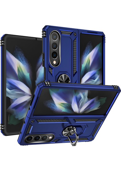 Samsung Galaxy Z Fold 4 Kılıf Yüzüklü Stand Olabilen Magnetic Tpu Tank Kapak