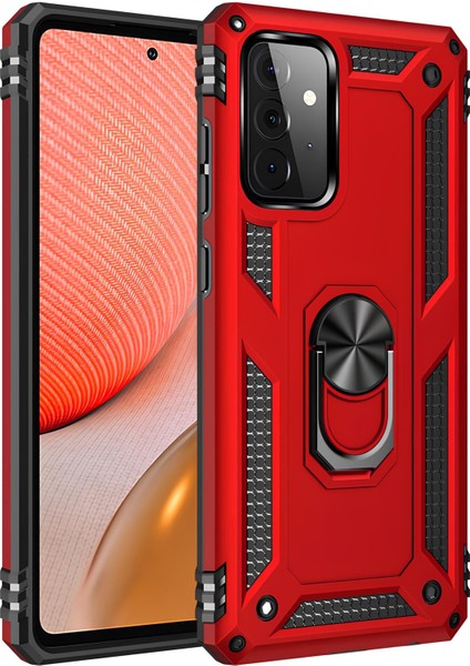Samsung Galaxy A72 Kılıf Yüzüklü Stand Olabilen Magnetic Tpu Tank Kapak