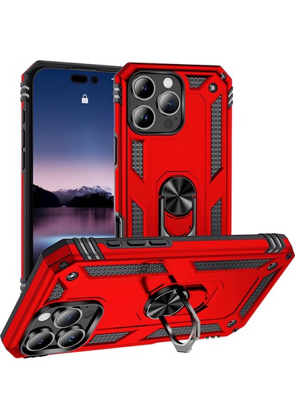 Apple iPhone 16 Pro Max Kılıf Yüzüklü Stand Olabilen Magnetic Tpu Tank Kapak