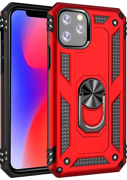 Apple iPhone 11 Pro Max Kılıf Yüzüklü Stand Olabilen Magnetic Tpu Tank Kapak