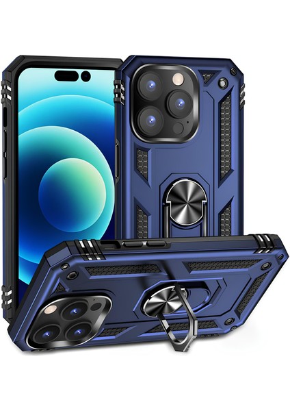 Apple iPhone 14 Pro Kılıf Yüzüklü Stand Olabilen Magnetic Tpu Tank Kapak