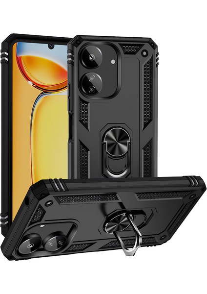 Xiaomi Poco C65 Kılıf Yüzüklü Stand Olabilen Magnetic Tpu Tank Kapak