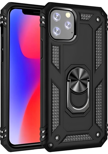 Apple iPhone 11 Pro Max Kılıf Yüzüklü Stand Olabilen Magnetic Tpu Tank Kapak