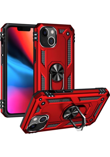 Apple iPhone 13 Mini Kılıf Yüzüklü Stand Olabilen Magnetic Tpu Tank Kapak