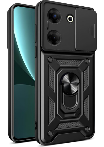 Tecno Camon 20 Pro 4g Kılıf Magnetik Standlı Sürgülü Kamera Korumalı Tank Kapak