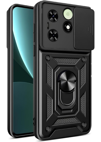 Tecno Spark Go 2024 Kılıf Magnetik Standlı Sürgülü Kamera Korumalı Tank Kapak