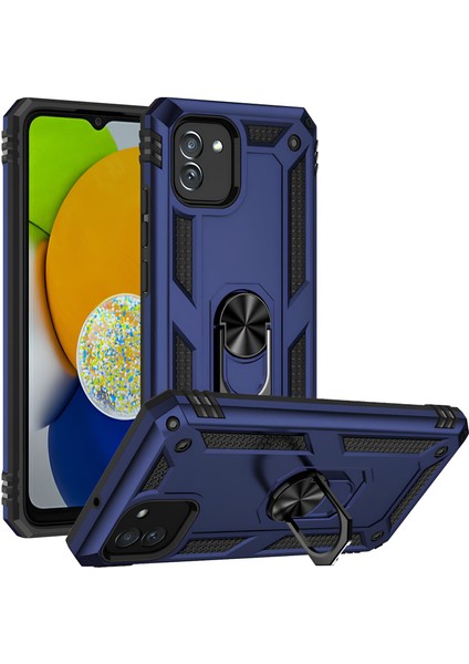 Samsung Galaxy A03 Kılıf Yüzüklü Stand Olabilen Magnetic Tpu Tank Kapak