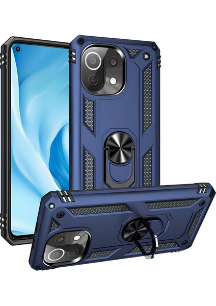 Xiaomi Mi 11 Lite Kılıf Yüzüklü Stand Olabilen Magnetic Tpu Tank Kapak