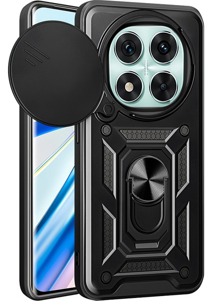 Xiaomi Poco X7 Kılıf Magnetik Standlı Sürgülü Kamera Korumalı Tank Kapak