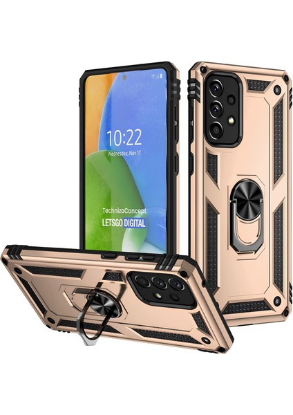 Samsung Galaxy A73 Kılıf Yüzüklü Stand Olabilen Magnetic Tpu Tank Kapak