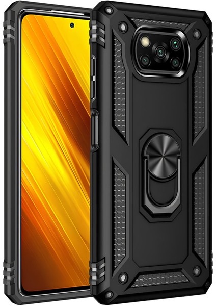 Xiaomi Poco X3 Kılıf Yüzüklü Stand Olabilen Magnetic Tpu Tank Kapak