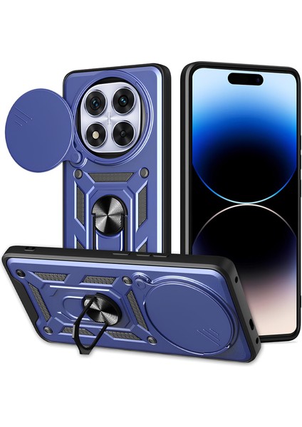 Xiaomi Redmi Note 14 Pro Plus Kılıf Magnetik Standlı Sürgülü Kamera Korumalı Tank Kapak