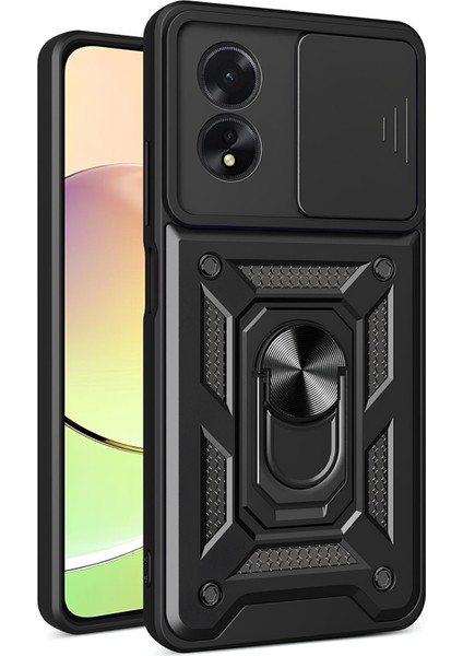 Oppo A38 Kılıf Magnetik Standlı Sürgülü Kamera Korumalı Tank Kapak