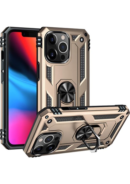 Apple iPhone 13 Pro Kılıf Yüzüklü Stand Olabilen Magnetic Tpu Tank Kapak