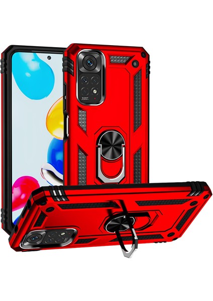 Xiaomi Redmi Note 11 Kılıf Yüzüklü Stand Olabilen Magnetic Tpu Tank Kapak