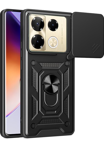 Infinix Note 40 Pro Kılıf Magnetik Standlı Sürgülü Kamera Korumalı Tank Kapak