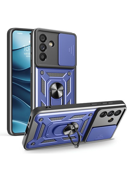 Samsung Galaxy A56 Kılıf Magnetik Standlı Sürgülü Kamera Korumalı Tank Kapak