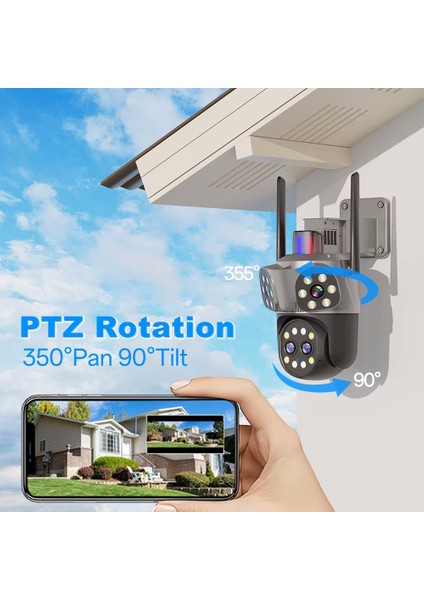 Mpia Orino 4 Lens 10X Zoom 8MP 360° Görüş Hareketli Waterproof Gece Görüş Sesli Görüşme Akıllı Kamera