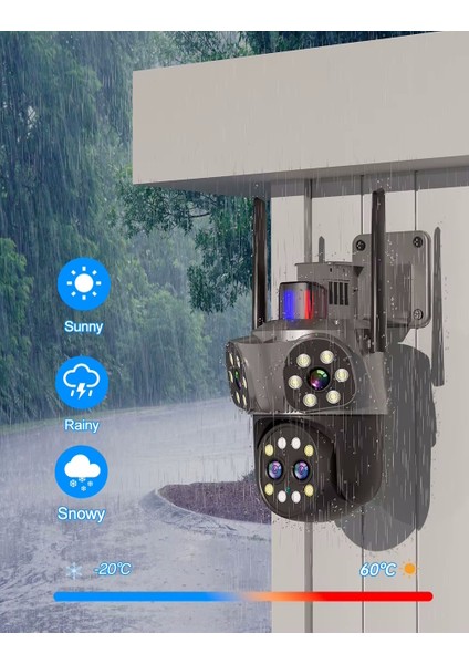 Mpia Orino 4 Lens 10X Zoom 8MP 360° Görüş Hareketli Waterproof Gece Görüş Sesli Görüşme Akıllı Kamera