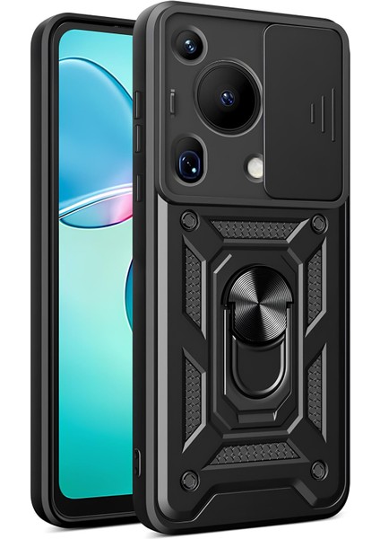 Huawei Pura 70 Ultra Kılıf Magnetik Standlı Sürgülü Kamera Korumalı Tank Kapak