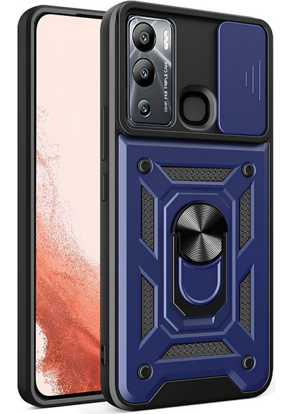 Infinix Hot 12I Kılıf Magnetik Standlı Sürgülü Kamera Korumalı Tank Kapak