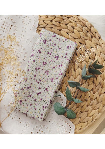 Kumaş Poplin Çıtır Çiçek Desenli Mor Cotton 50*170 cm (1 Prç)