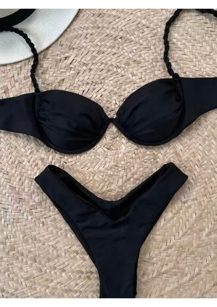 Siyah Burgu Askılı Bikini Takımı fiyatları