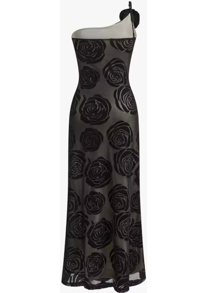 Siyah Gül Işlemeli Maxı Elbise fiyatları