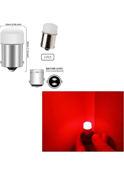 (2xadet) 1016 21W/R5W Çiftduy Şaşı Tırnak LED Kırmızı (1016 21/5W LED Red)
