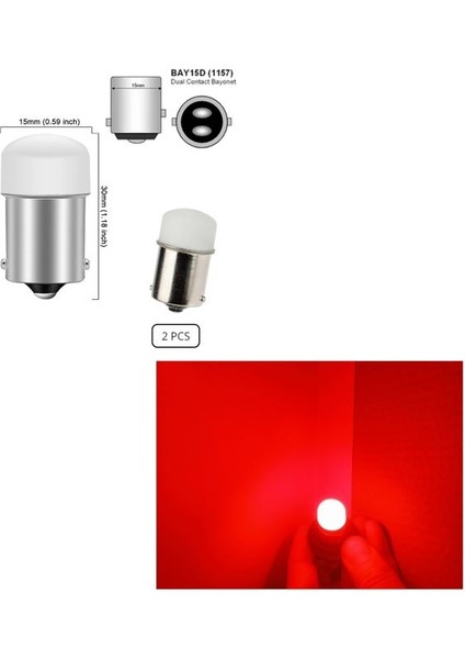 (2xadet) 1016 21W/R5W Çiftduy Şaşı Tırnak LED Kırmızı (1016 21/5W LED Red)