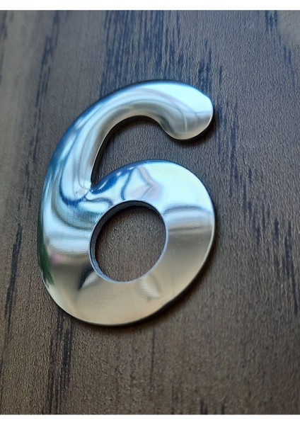 Metal Krom Kendinden Yapışkanlı Kapı Numarası No6 4.2 cm