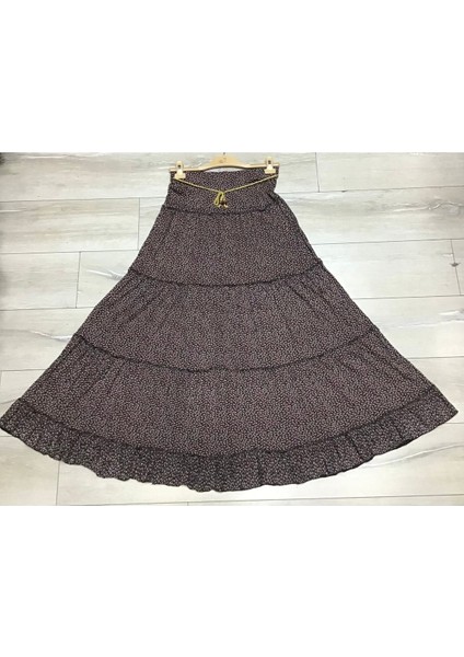 Çiçek Desnli Beli Lastikli Bedenli Dökümlü Katlı Çingene Etek fırsatları