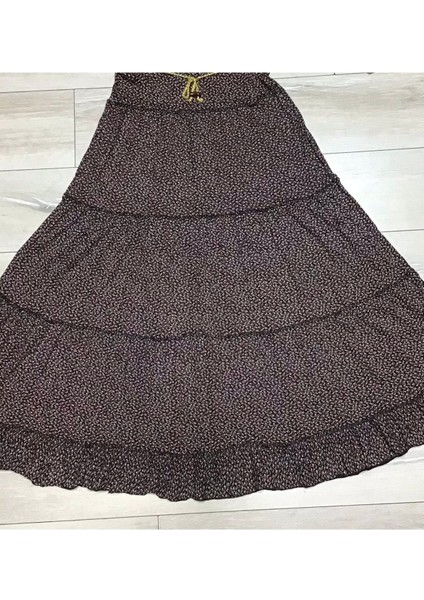 Çiçek Desnli Beli Lastikli Bedenli Dökümlü Katlı Çingene Etek indirimleri