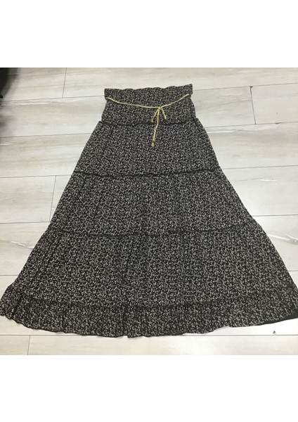 Çiçek Desnli Beli Lastikli Bedenli Dökümlü Katlı Çingene Etek fırsatları