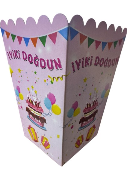 8'li Mısır Kutusu Iyi Ki Doğdun Pasta Pembe