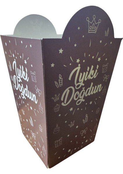 8'li Mısır Kutusu Iyi Ki Doğdun Kahverengi