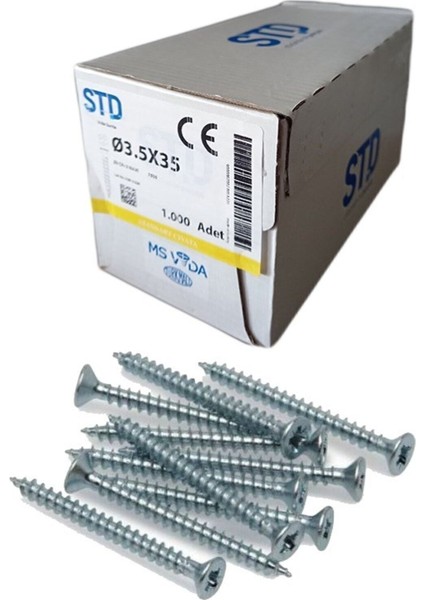 4 x 45 Sunta Vidası Beyaz (1000 Adet)