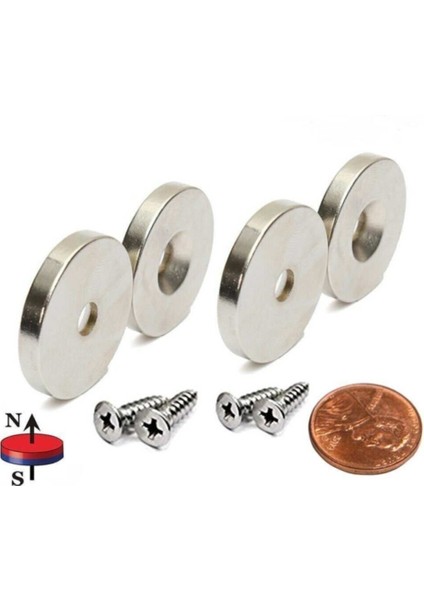 10 Adet Mıknatıs, 25X10/5,5X5MM Vida Atılabilir Havşa Delikli Güçlü Neodyum Mıknatıs(10'lu Paket)